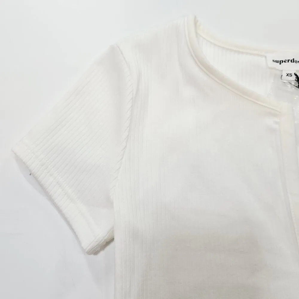Superdown Jocelyn Button Tee in White XS - Image 4
