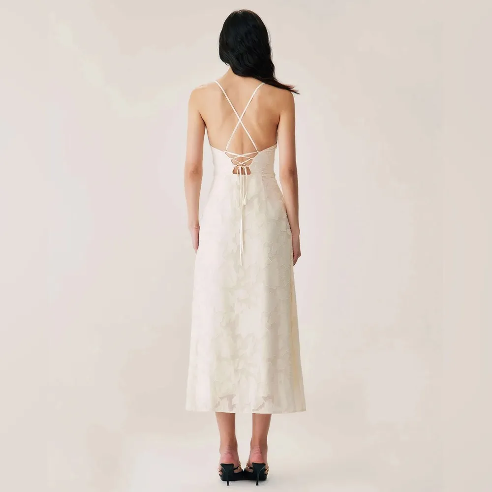 RIHOAS Apricot Jacquard Corset Slip Maxi Dress 75 Size L - Image 3