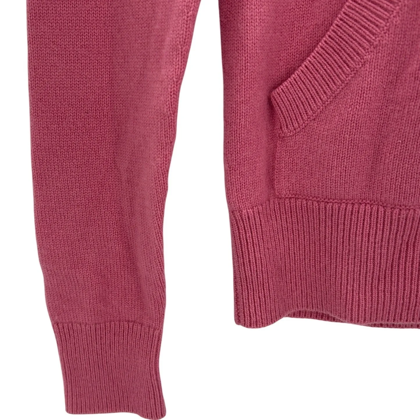 Banana Republic Cashmere Hoodie Pink Ribbed Pullover Pocket Luxury Sweater Sz XS - Image 4