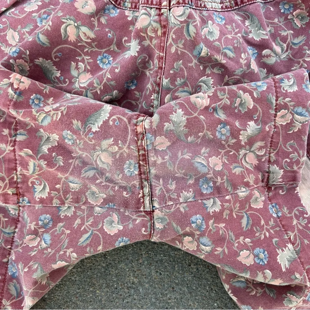 Vintage 90s Liz Wear Muted Maroon Pink Floral High Rise Pleated Mom Shorts Sz 14 - Image 8