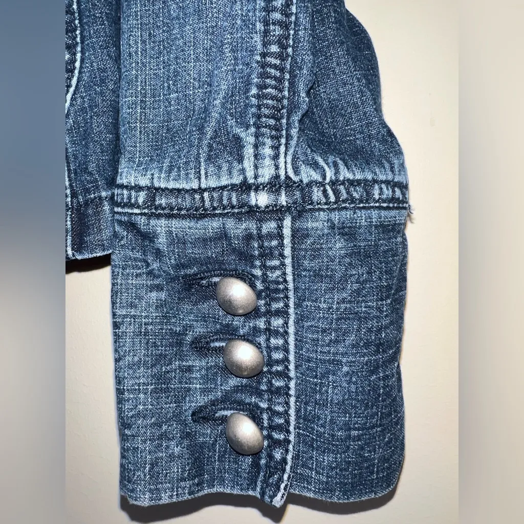 Y2K Massini Denim Blazer Jacket Fitted Jean Jacket Size M - Image 4