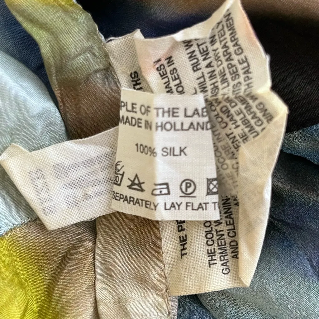 People of the Labyrinths Vtg Silk Wrap Skirt Wmn Med Holland Avant Garde Blue - Image 10