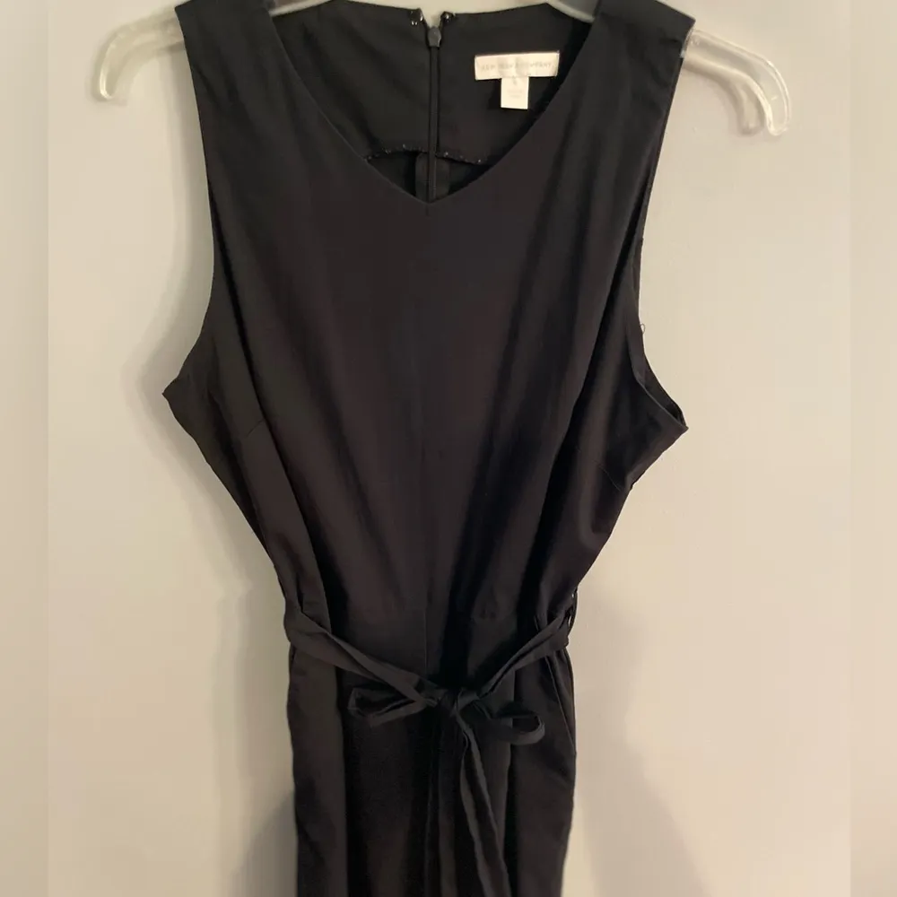 Black Sleeveless Cotton Blend Belted Wide Leg Jumpsuit Size M - Image 4