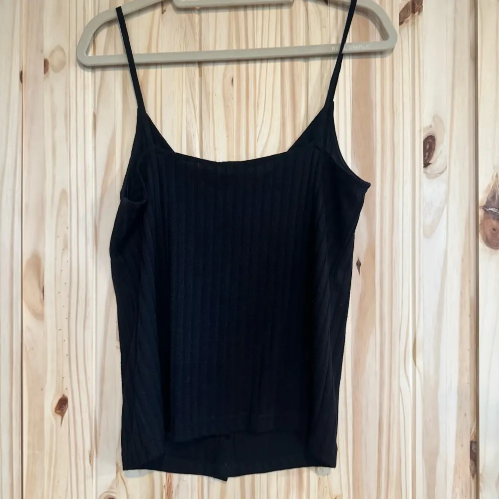Black Button-Up Ribbed Camisole Top size Large - Image 5
