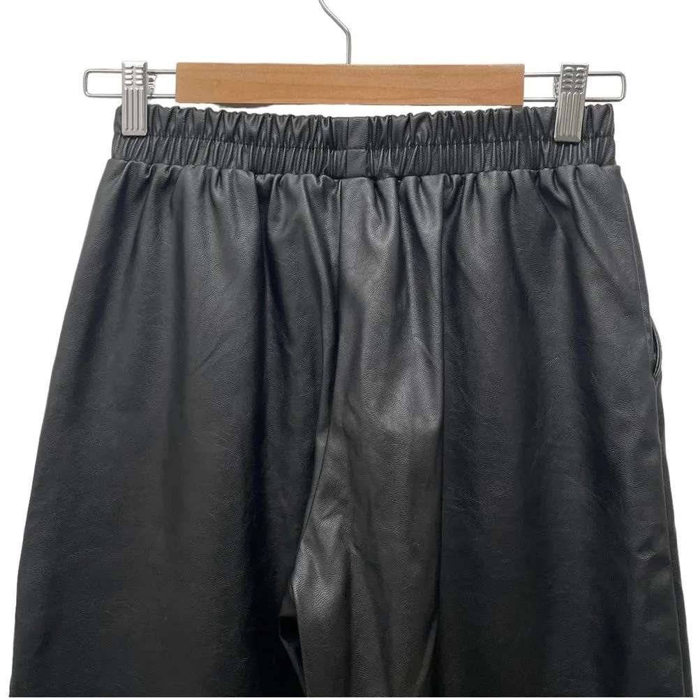 ASOS Black Faux Leather Barrel Leg Pants Baggy Streetwear Women’s Size 2P Petite - Image 8