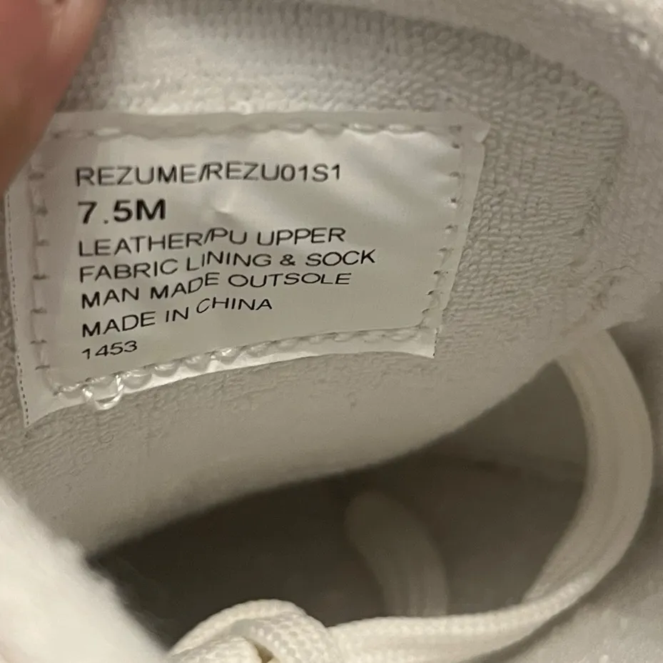 Steve Madden Rezume Leather White and Metallic Lace Up Sneakers Size 7.5‎ - Image 7