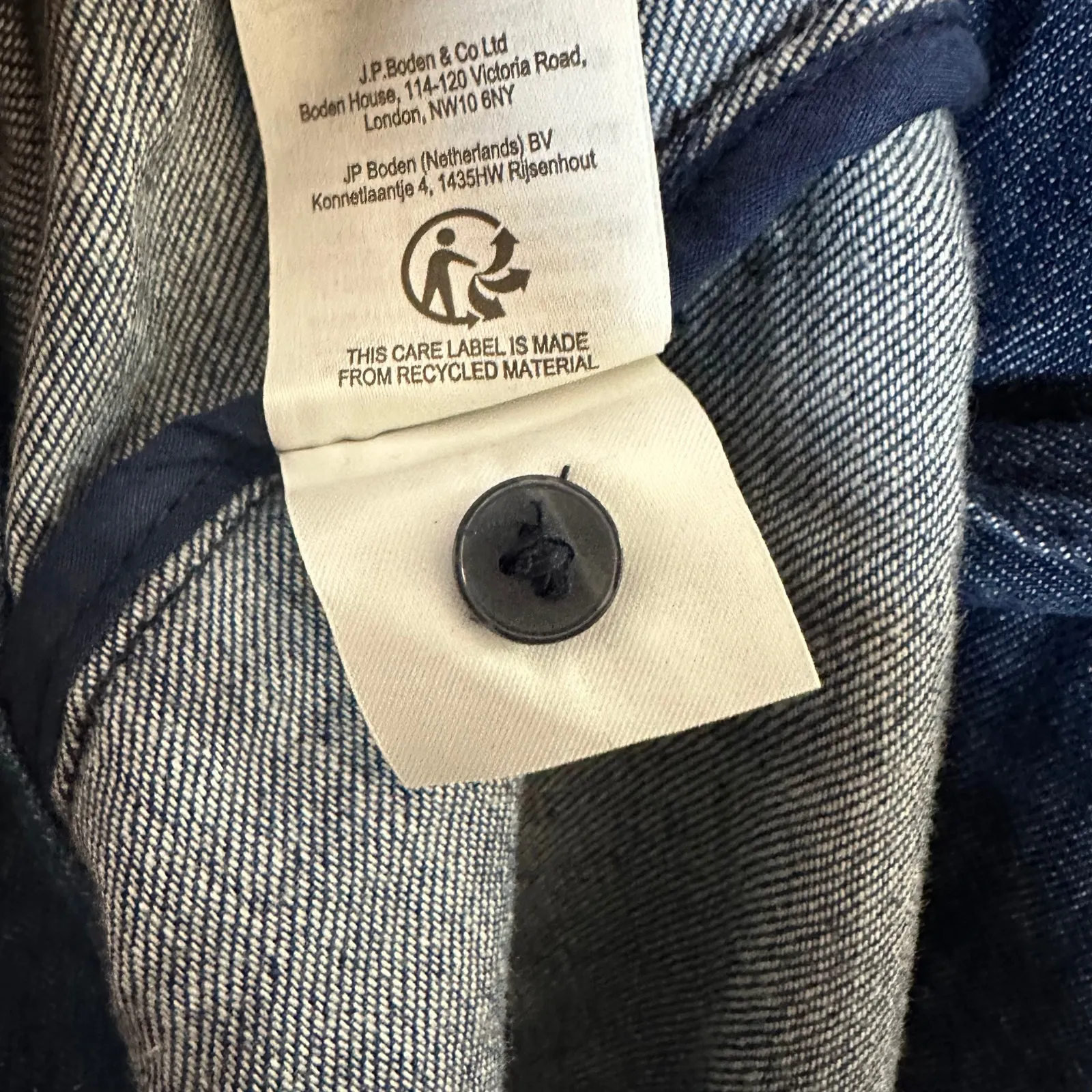 Boden Ellen Tiered Midi Denim Shirt Long Sleeve Dress Blue Size 8 - Image 8