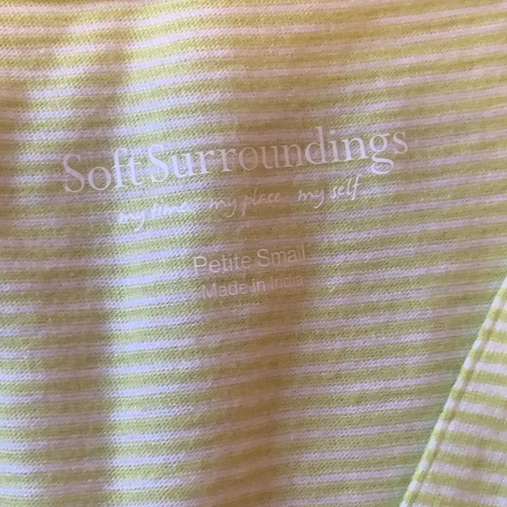 Soft Surroundings dress Small Petite Lime Green White Stripe Tiered Skirt summer - Image 2