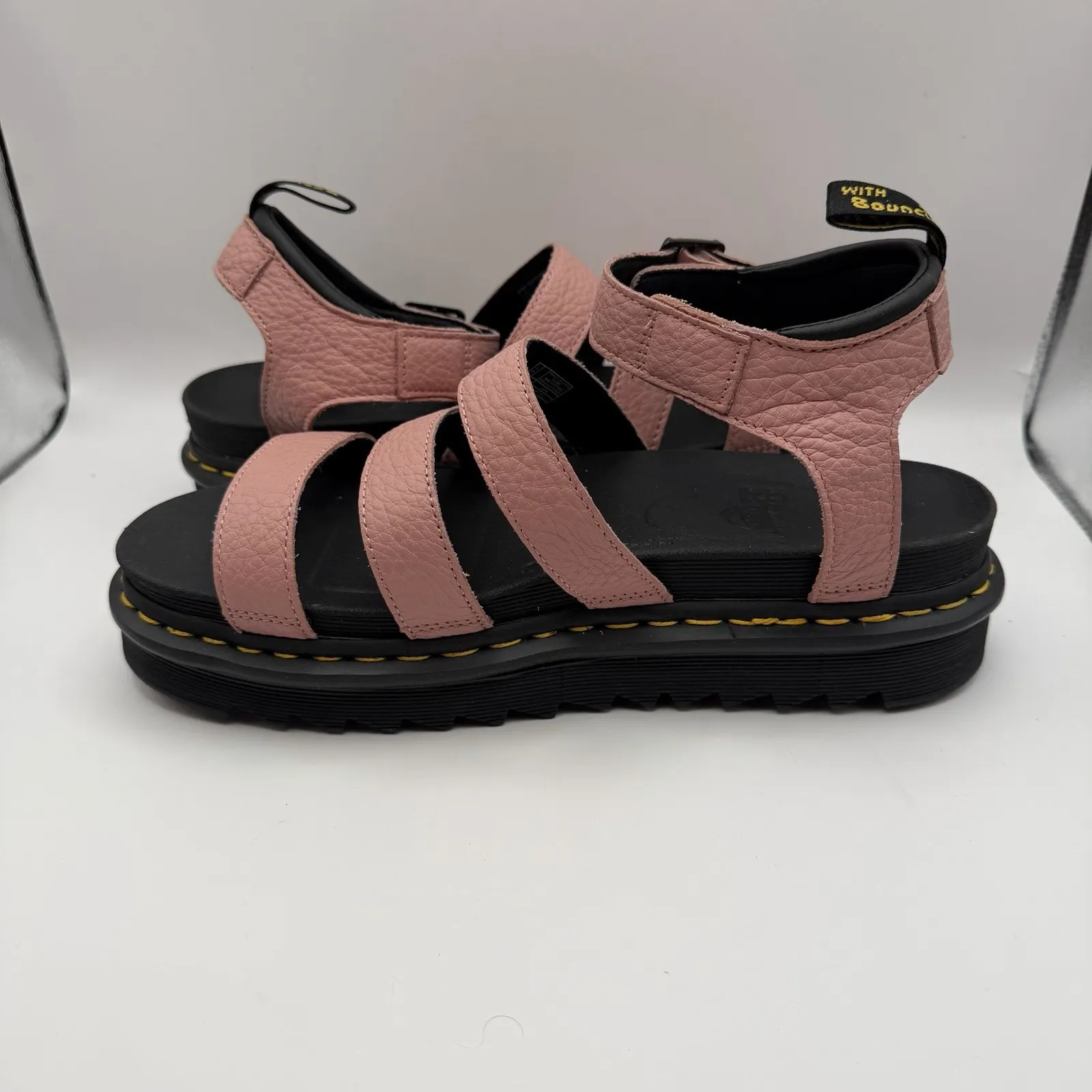 Dr. Martens Womens Sz 10 Blaire Flatform Peach Pink Leather Sandals New - Image 6