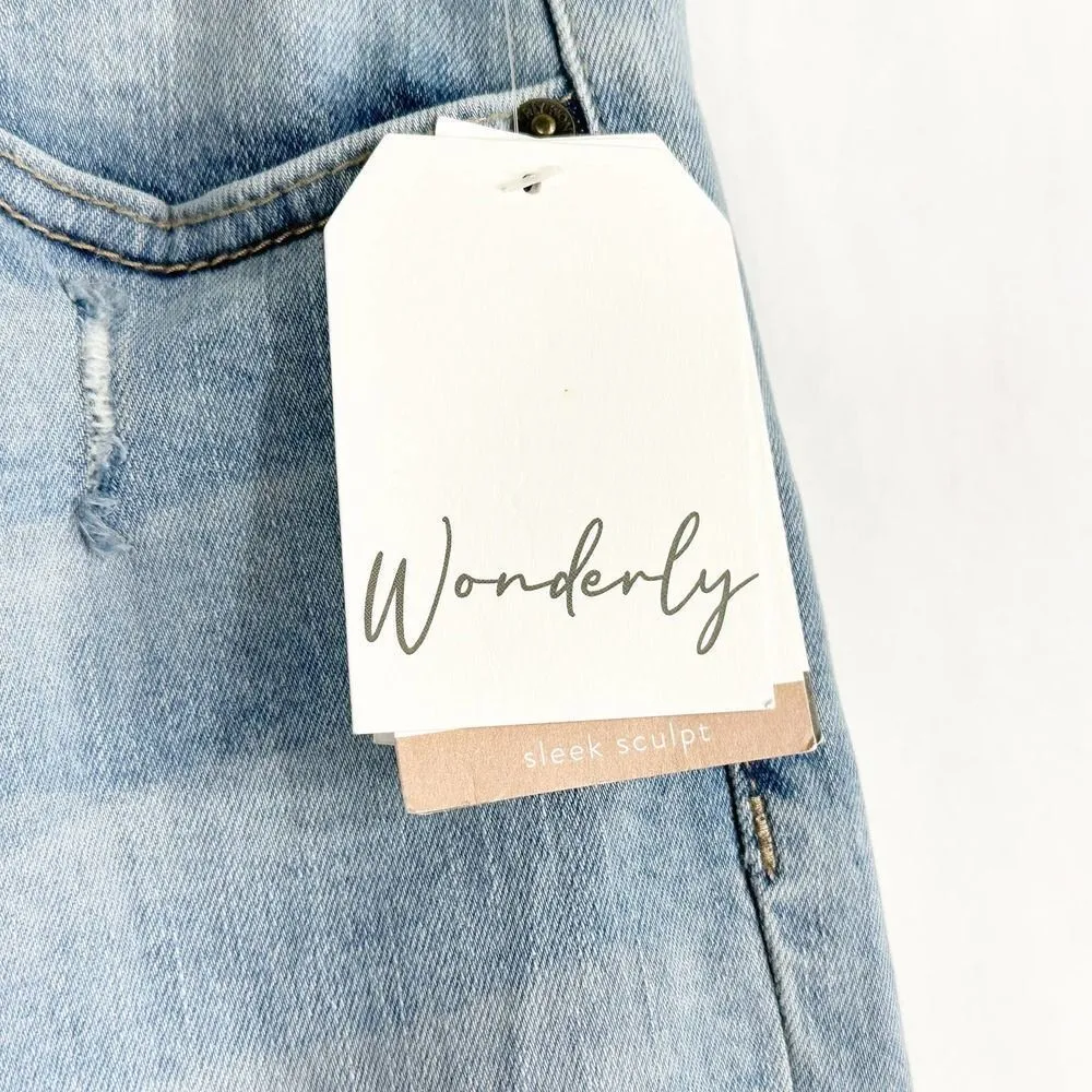 Wonderly Size 6 Jeans Distressed Light Blue Girlfriend Crop Ankle Straight 615 - Image 8