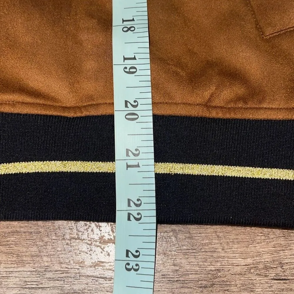 Aqua Women’s Lined Snap Button Stretchy Long Sleeve Bomber Jacket Brown Size Sma - Image 9