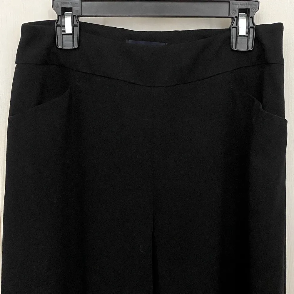 Piazza Sempione Straight Leg Wool Stretch Cropped Black Pants - Image 2