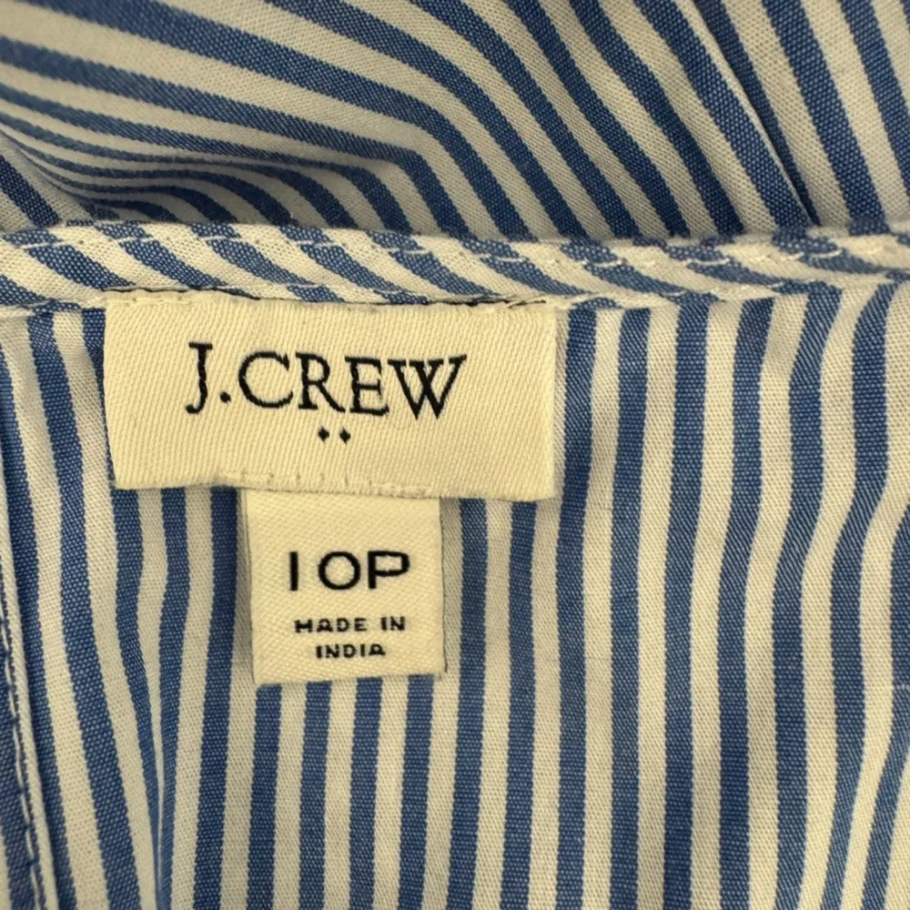 J. Crew - Sleeveless Blue Striped Tiered Dress Sz 10P - Image 7