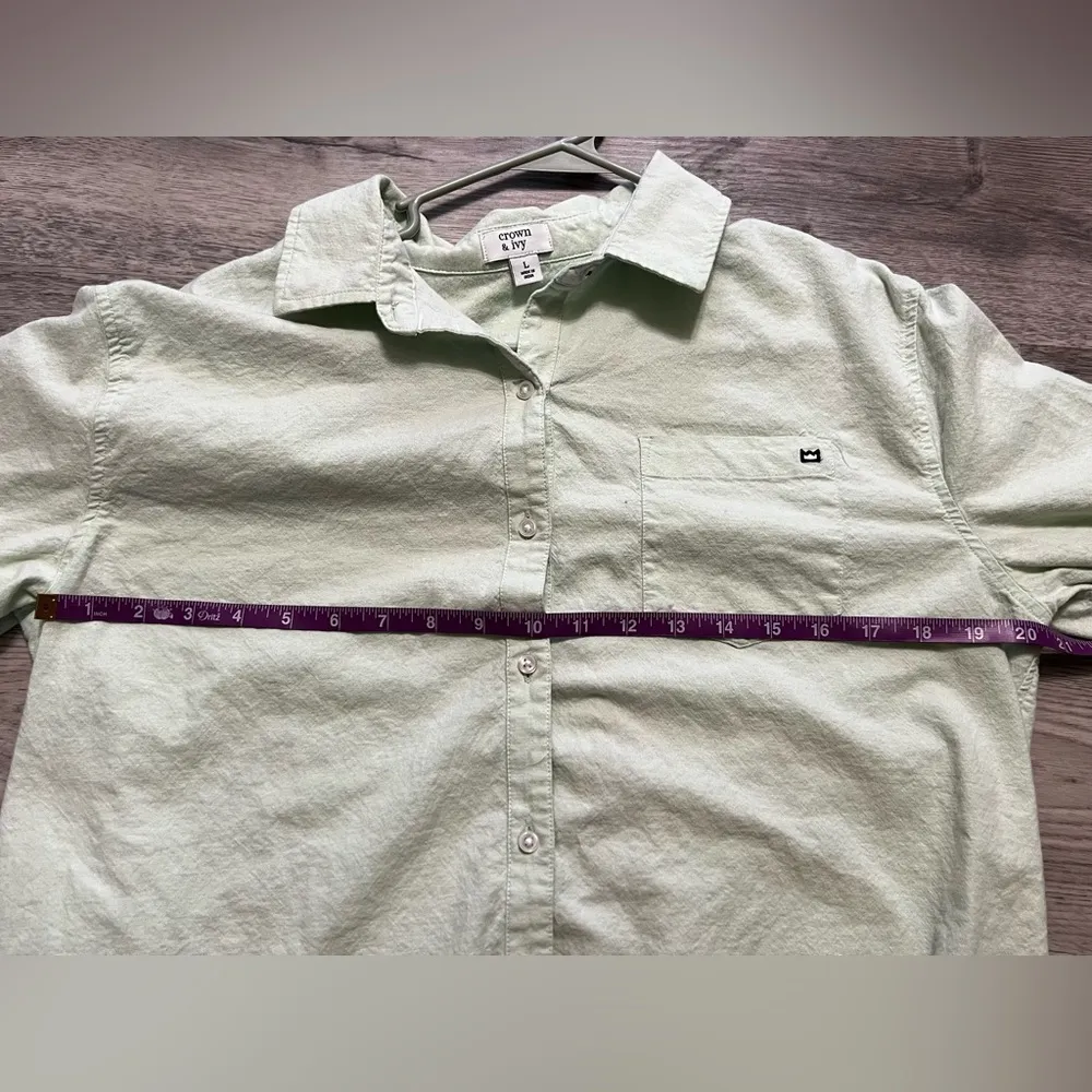 Women's Crown & Ivy Long Sleeve Oxford Boyfriend Shirt size L - Image 7