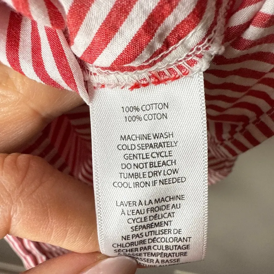 BeachLunchLounge Arianna Red & White Striped Faux Wrap Top Small‎ Cottagecore - Image 8