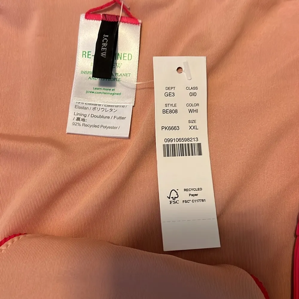 JCrew Ribbed High Rise Cheeky Bikini Bottom Pink Size XXL NWT - Image 3