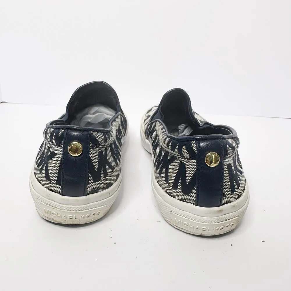 Michael Kors Womens Size 6.5 Keaton Navy‎ Blue Signature Slip On Sneakers - Image 7
