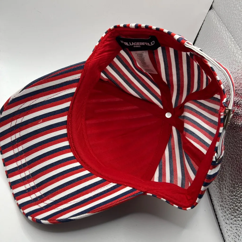 Karl Lagerfeld Striped Red,blue And White Fabric Hat $48 - Image 3