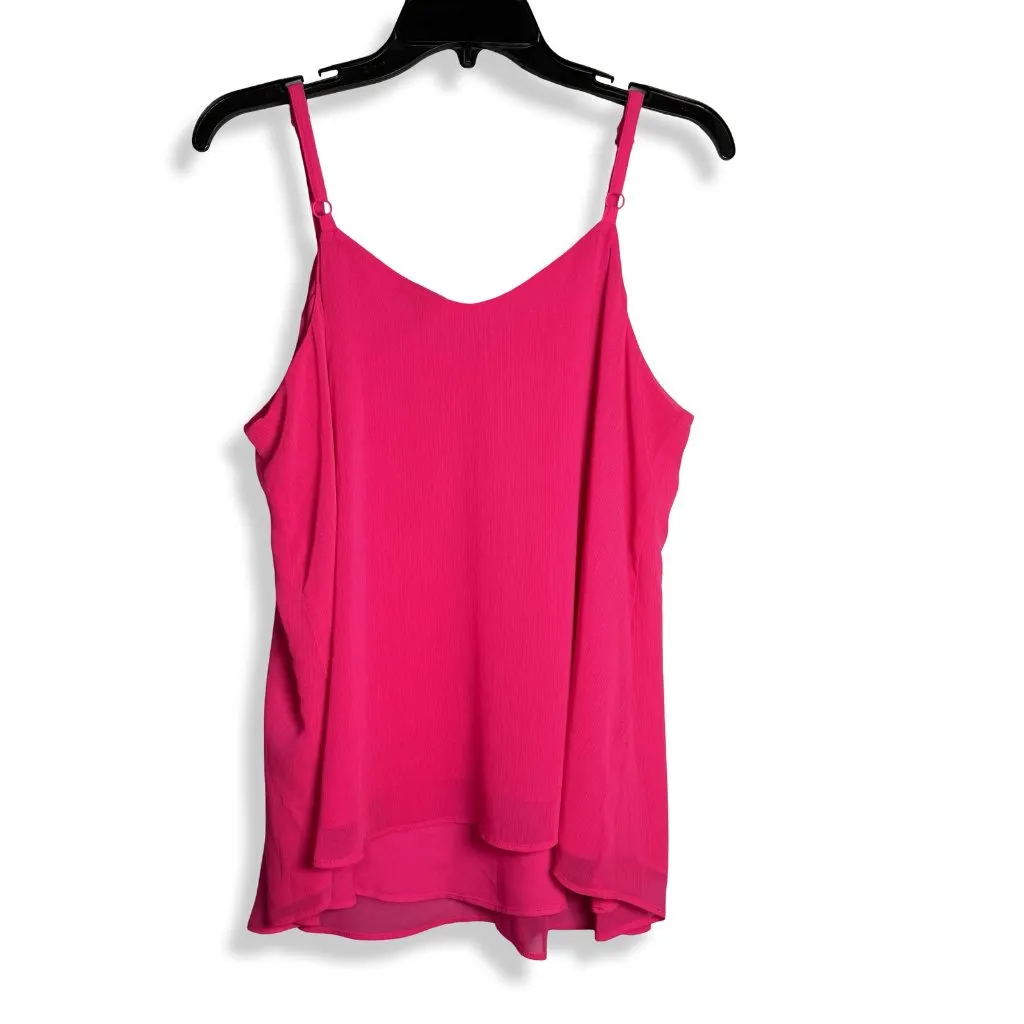 Torrid Sophie Chiffon Cami‎ Tank Top Womens 00 (Med) Pink Embroidered Floral - Image 2