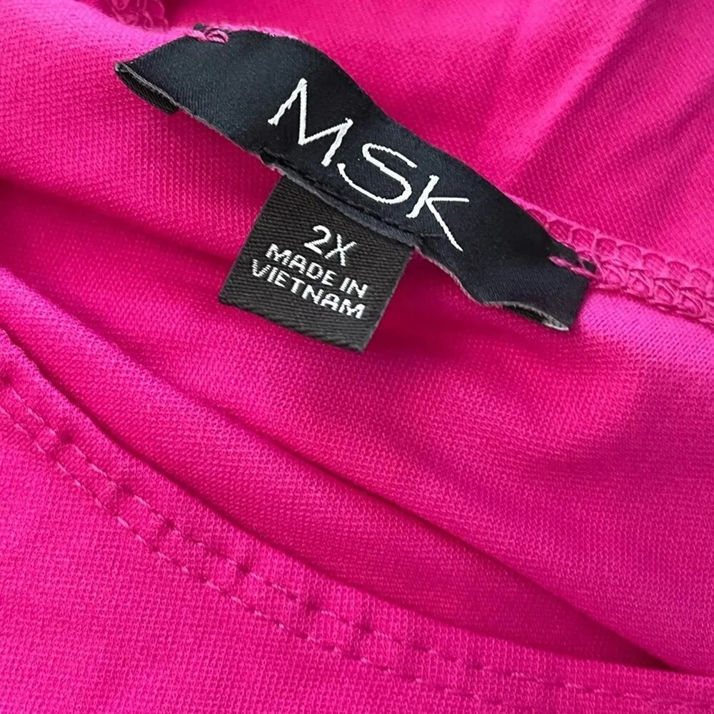 MSK Plus Size Pullover Sleeveless Midi Dress Fuchsia Women’s Sz 2X Pink - Image 5