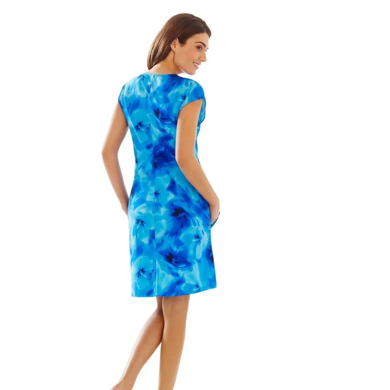 MiracleSuit Ocean Dream Blue Swim dress Coverup Attached Waist Tie Large - Image 2