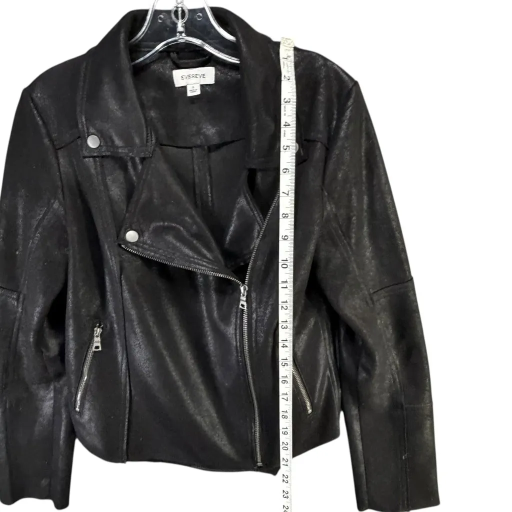 Evereve Marren Moto Jacket Womens Small Black Faux Leather Biker Minimalist Chic - Image 9
