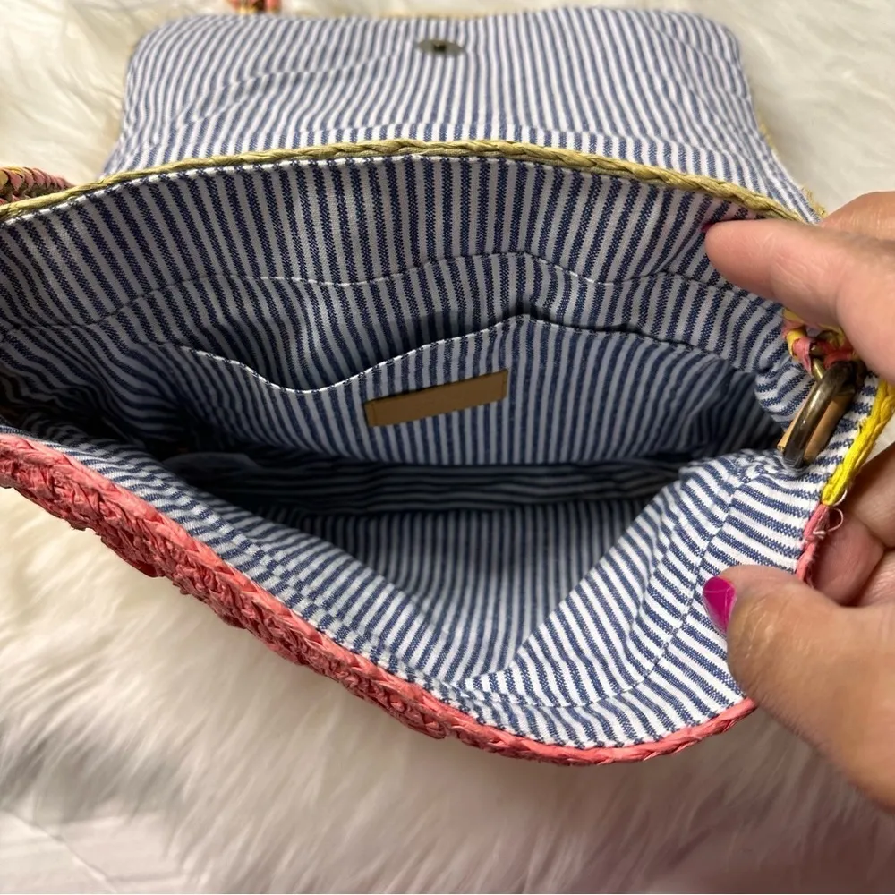 J Crew Raffia Multi Color Crossbody Bag - Tropical Vacation Perfect Purse!! - Image 6