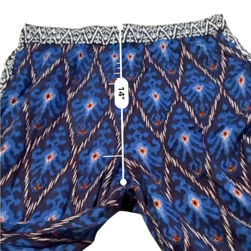 Anthropologie Value Blue‎ Aztec Printed Wide Leg Pull On Pants Sz M - Image 13
