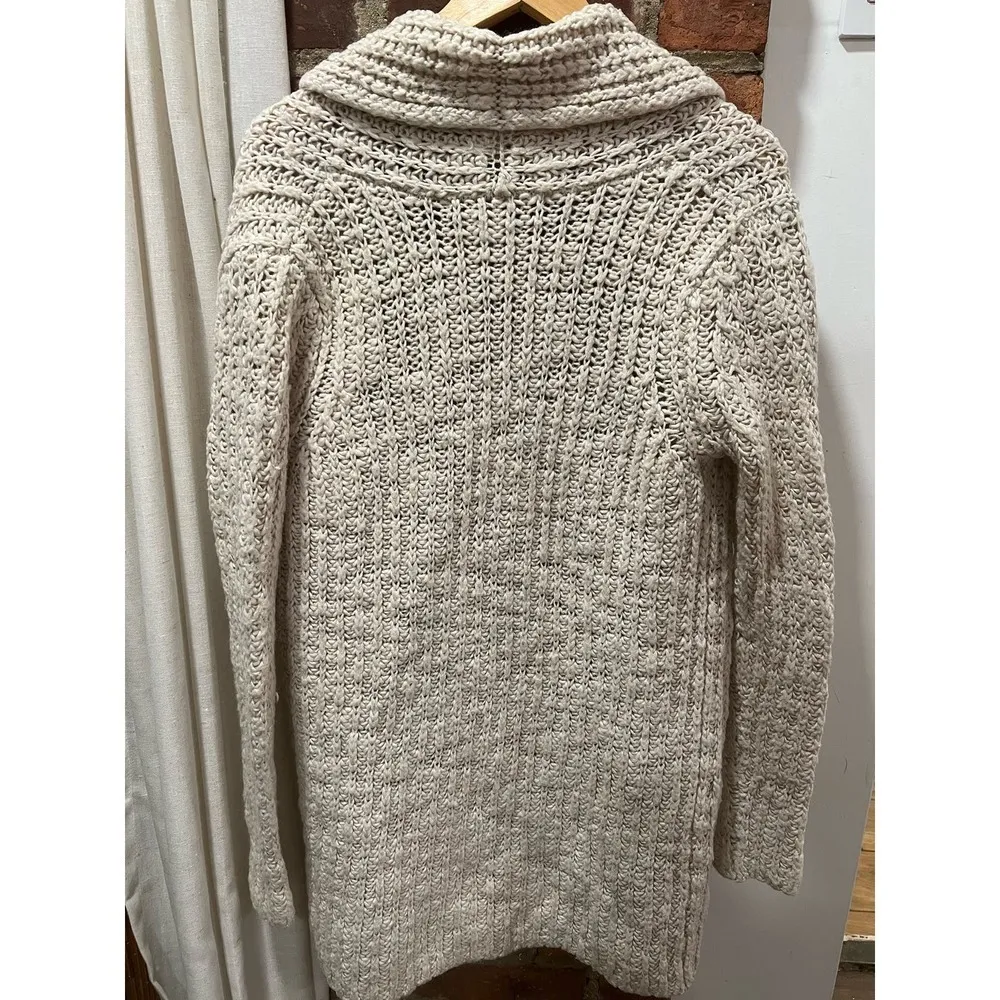Women’s Zara Knit Open Cardigan Cotton Blend  Cream Small - Image 3