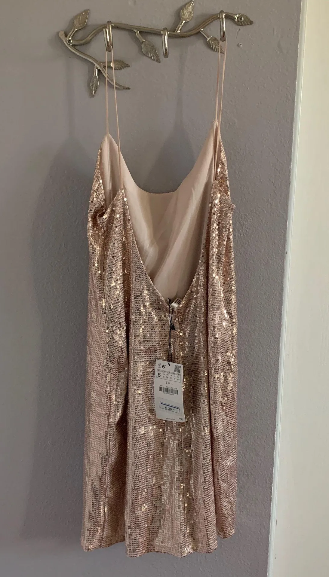 Rose Gold Sequin Mini Slip Dress - Image 7