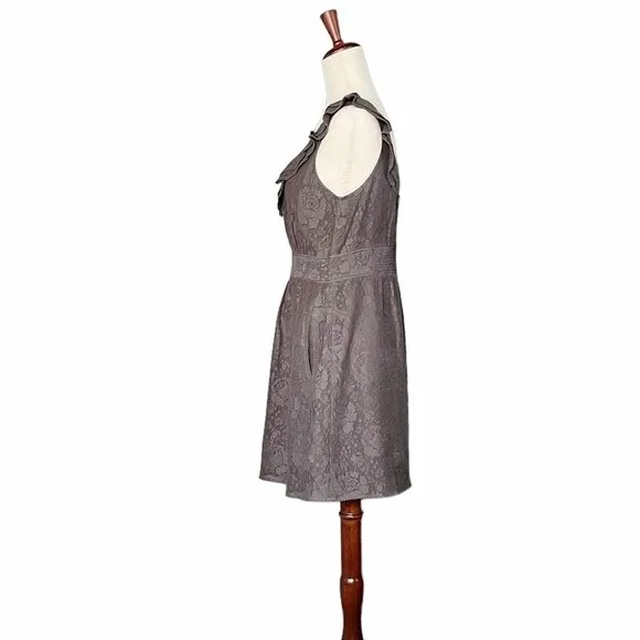 Anthropologie Maeve Dress Women's Size Small Y2K Gray Lace Ruffle Short Sundress - Image 3