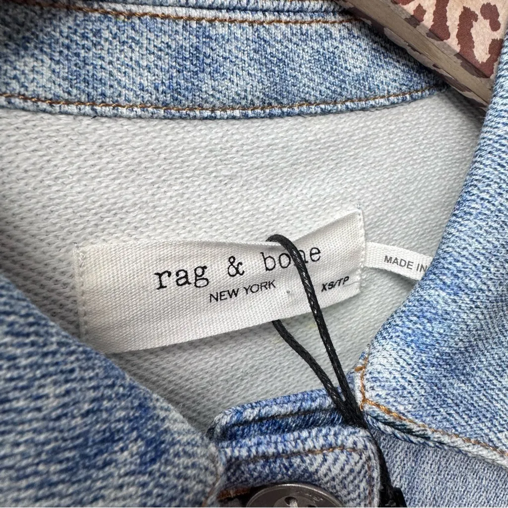 NEW Rag & Bone Miramar Cropped Trucker Jacket Tulip Blue XS - Image 6