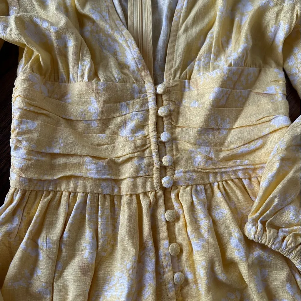 Sabo Skirt Lulu Dress in yellow with a floral print XS | Long sleeve - Image 6