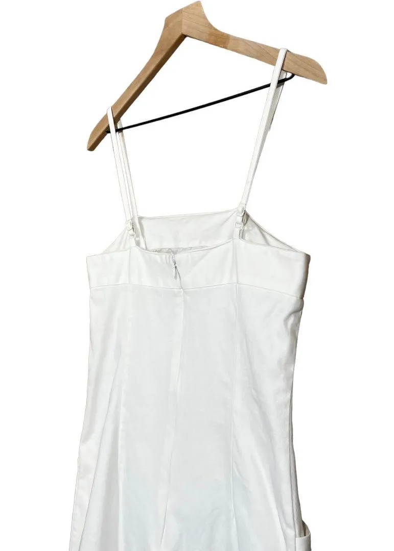 | Vintage 90s Off White Spaghetti Strap Stretch Sheath Mini Dress Size 10 - Image 10