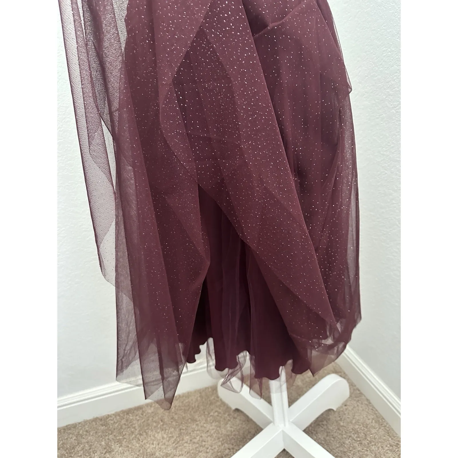 Betsey Johnson Evening Maroon Glitter Midi Dress, Sz: 8 (b24) - Image 5