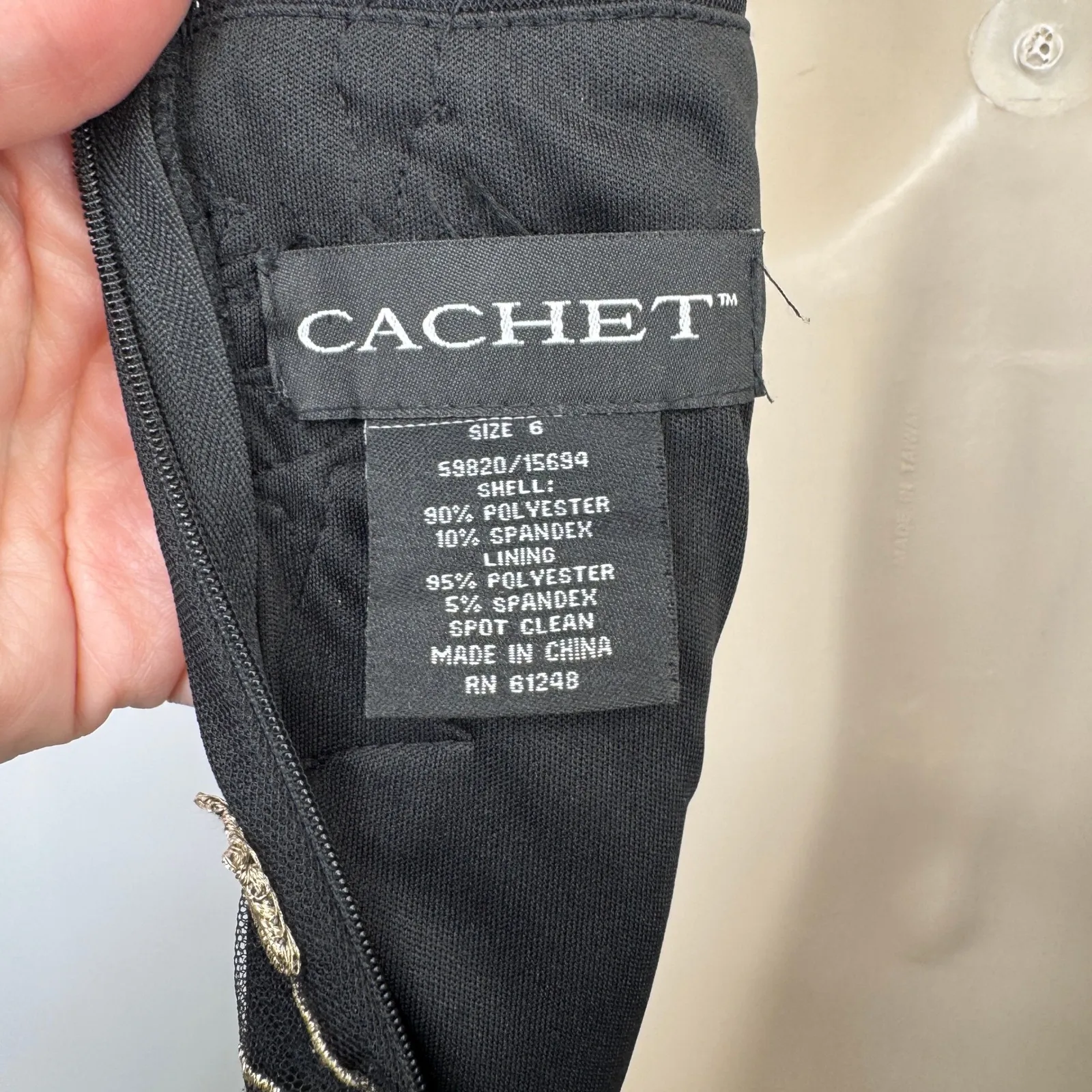 Vintage Y2K Cachet Black‎ Velvet Gold Embroidered Fairy Halter Formal Dress Sz 6 Black - Image 8