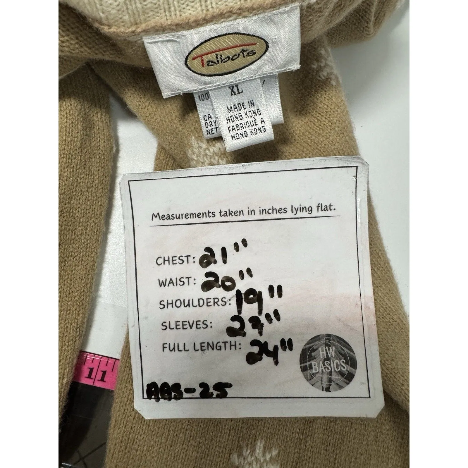 Talbots Lambswool Sweater Turtleneck Beige Cream Snowflake Medium XL - Image 8