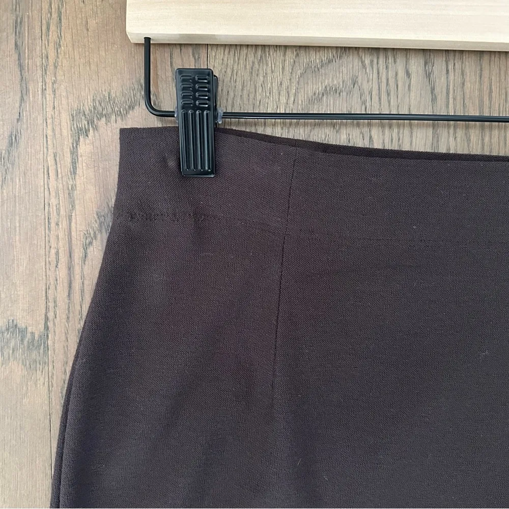 Eileen Fisher Lightweight Viscose Knit Jersey Midi Pencil Skirt in Brown Large - Image 4