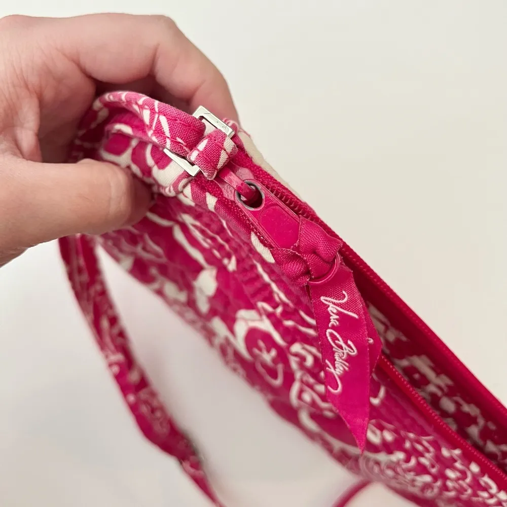 Vera Bradley Twirly Birds Frankie Fuchsia Pink White Print Crossbody Bag Purse - Image 51