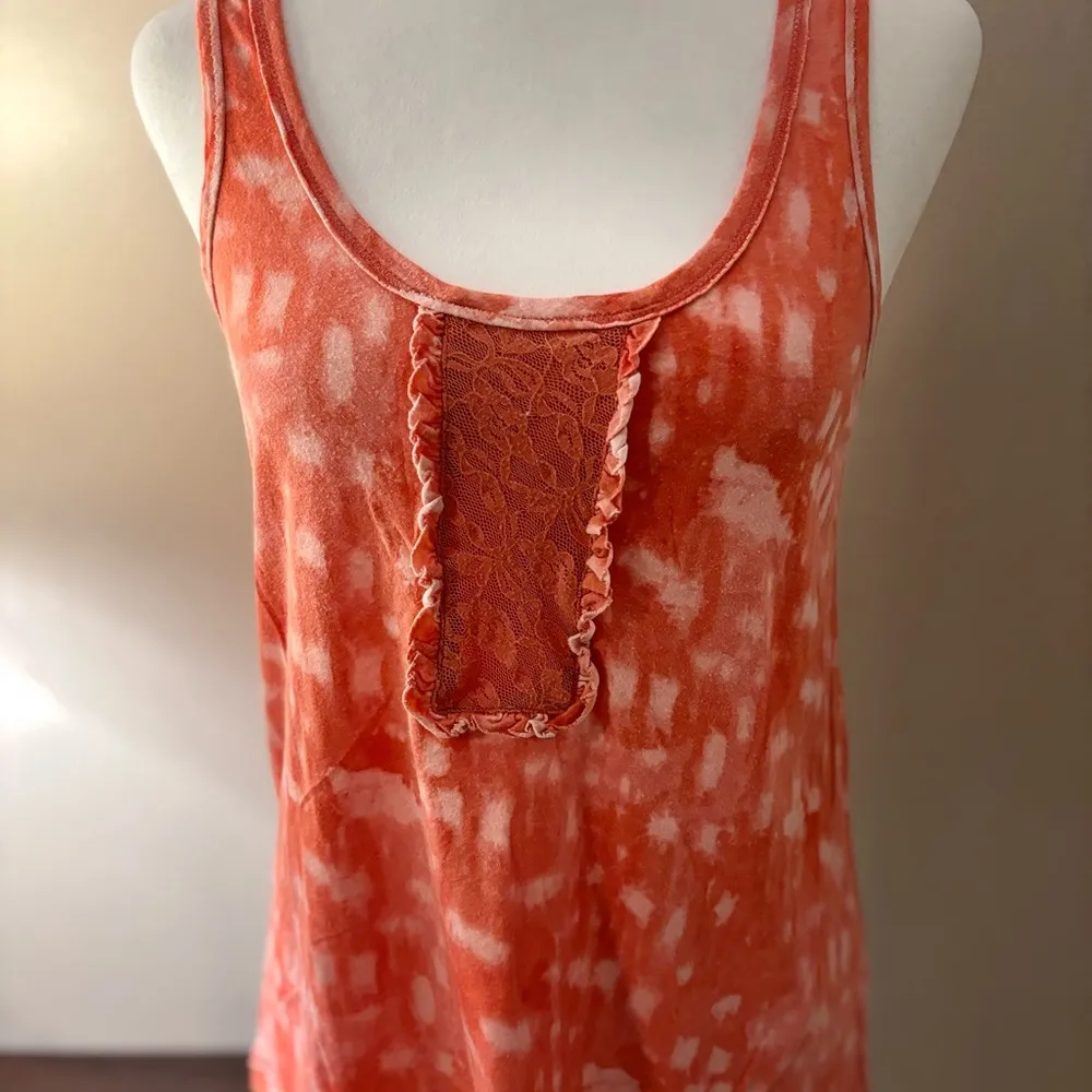 Olsenboye Orange Ruffled Sleeveless Tank Top Size S - Image 2