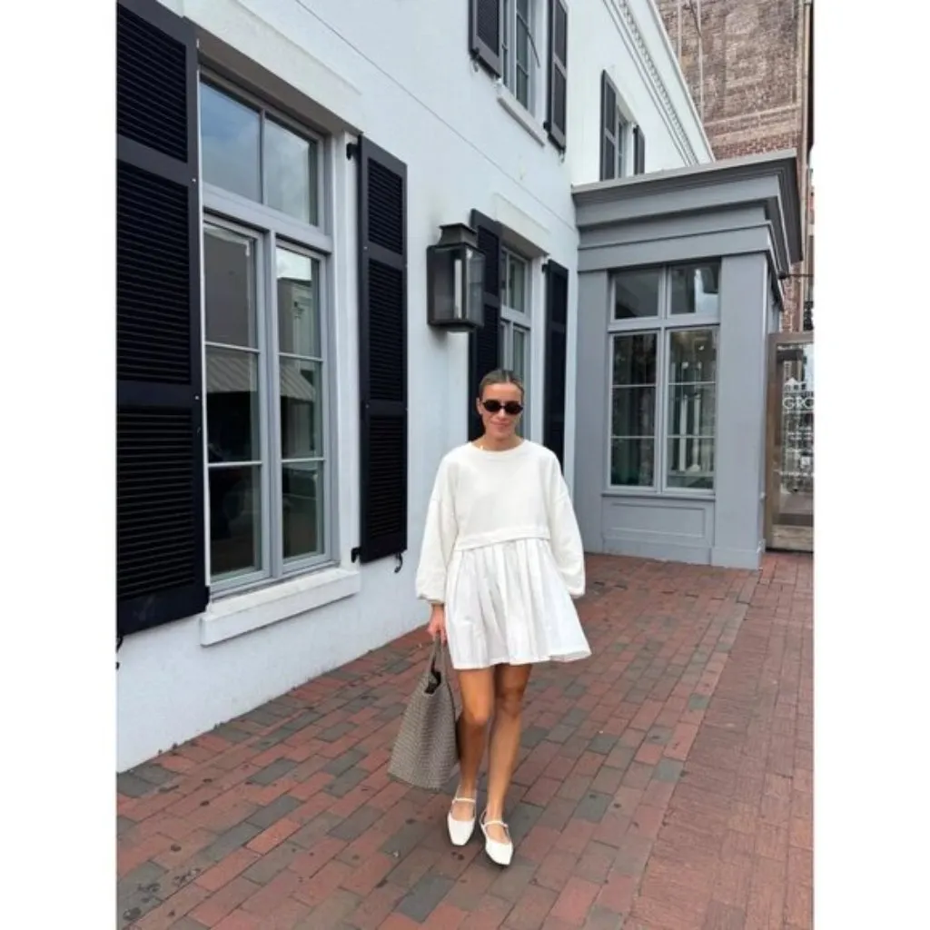 FREE PEOPLE Eleanor Sweatshirt Dress in Grey Combo Size Small - Image 2