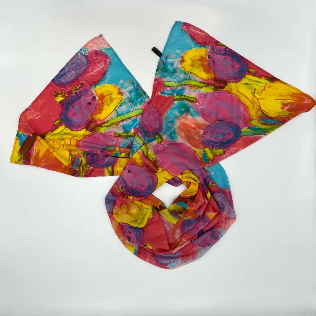 Scarf Floral Tulips Pastels Illustration Vibrant Easter Spring Mothers Day Pink - Image 8