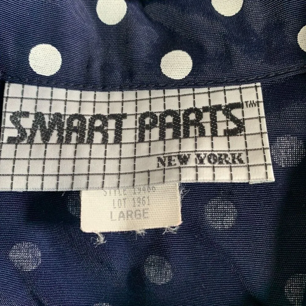 Vintage Smart Parts Navy Polka Dot Waistcoat Tailored Suit Vest Vneck Back Tie Blue Size L - Image 10