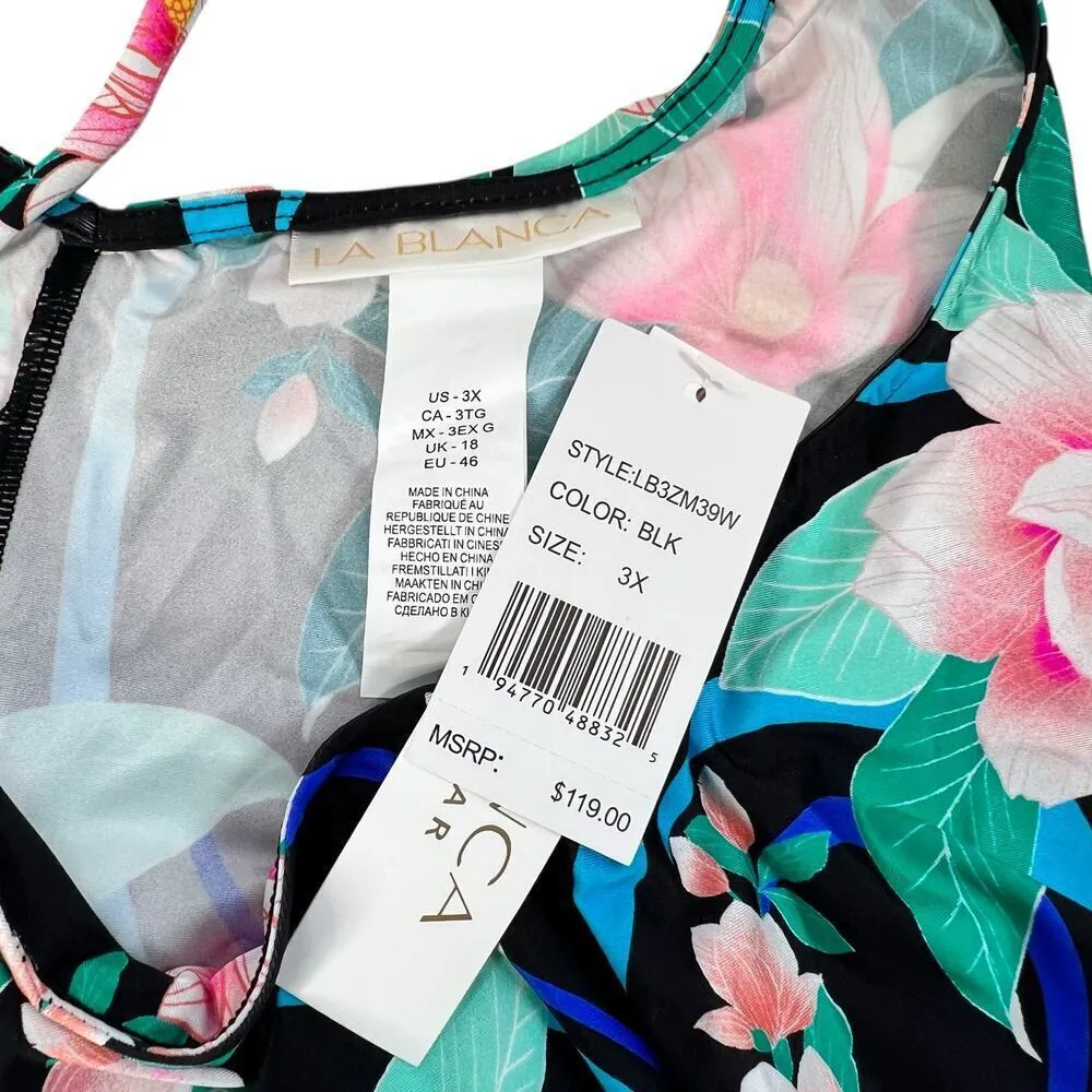 New Women’s La Blanca Nightfall Blooms Scarf Hem Coverup Dress Size 3X - Image 3