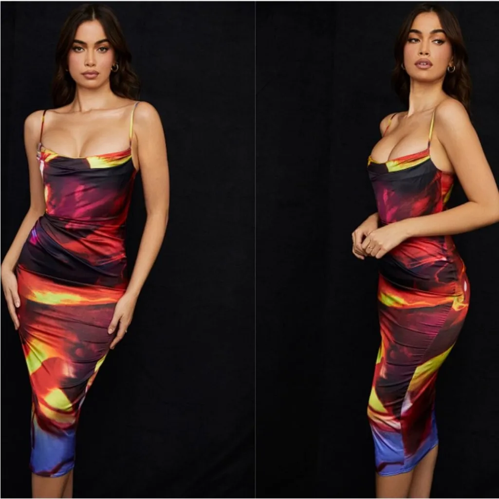 House of CB ‘Mitzi’ satin corset midi‎ dress NWOT size L - Image 4