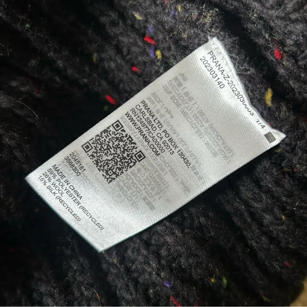 Prana Black Confetti Pull Over Quarter Zip Sweater Size Large - Image 7