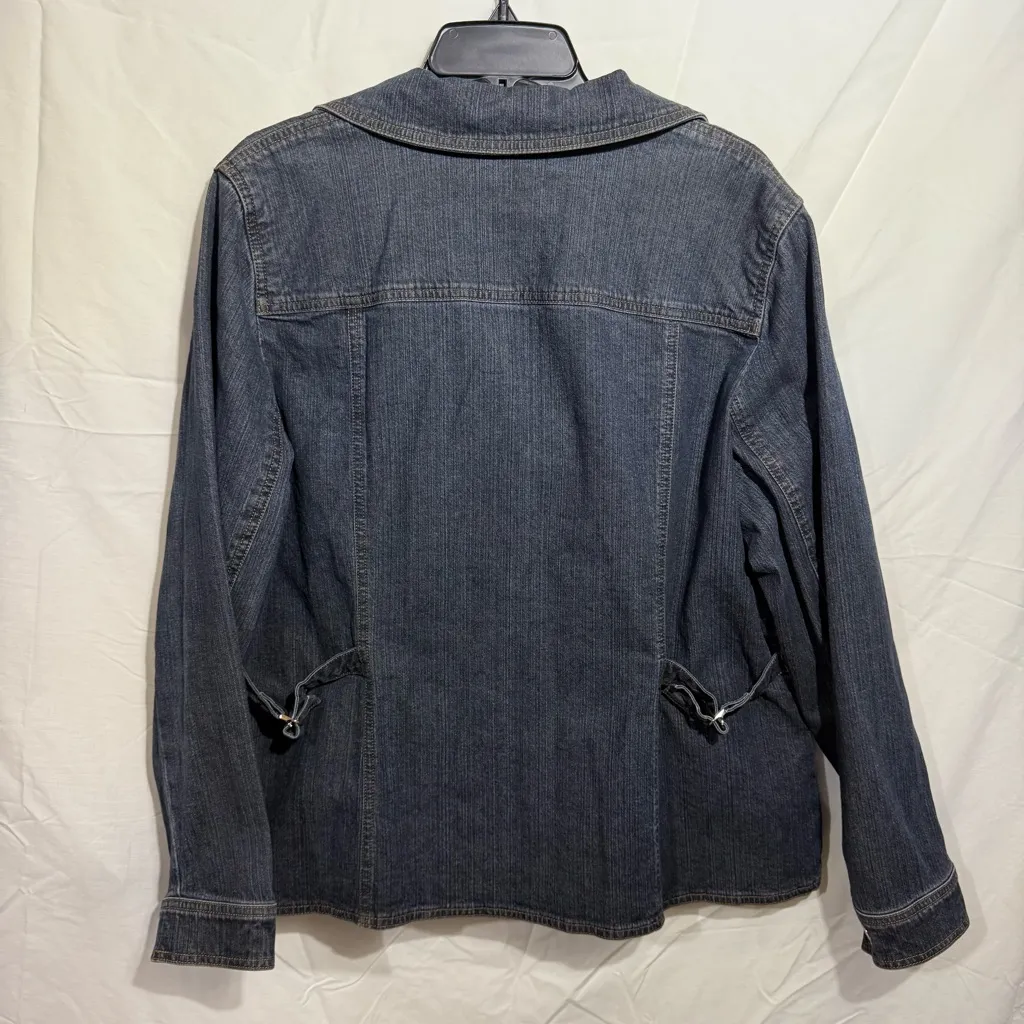 Jones NY Signature Women Dark Blue Jean Jacket Size 1X - Image 2