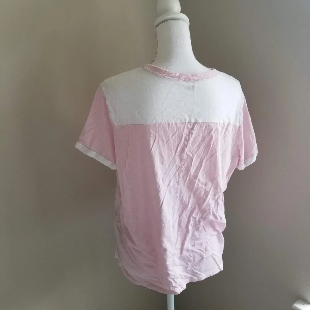 🦄 Old Navy / L / Pink and White Boyfriend Tee - Image 3