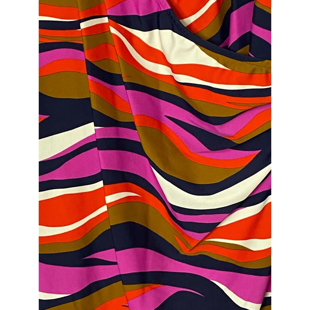 Jude Connally Dress MEDIUM Multicolored Long Sleeve Suplice V - Image 3