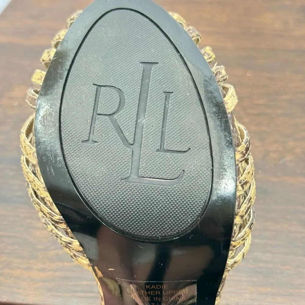 Lauren Ralph Lauren Kadie 4” snake skin ankle wrap heel size 7 1/2 - Image 10